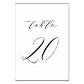 Black Minimalist Script Wedding Table Number 20 Kaart (Voorkant)