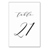 Black Minimalist Script Wedding Table Number 21 Kaart (Voorkant)