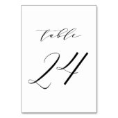 Black Minimalist Script Wedding Table Number 24 Kaart (Voorkant)