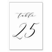Black Minimalist Script Wedding Table Number 25 Kaart (Achterkant)