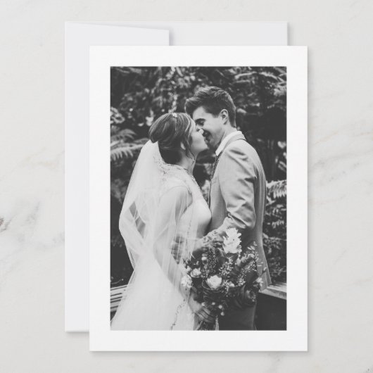 Black Minimalist Script Weduwfoto Bedankkaart (Achterkant)