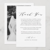 Black Minimalist Script Weduwfoto Bedankkaart (Voorkant / Achterkant)