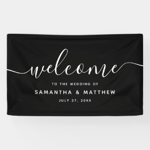 Black Minimalist Script Welcome to the Wedding Spandoek