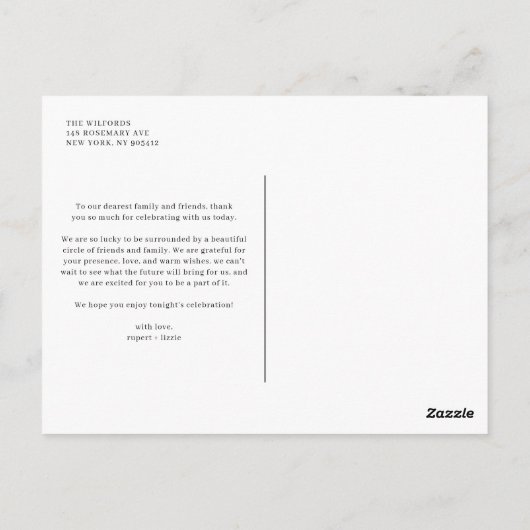 Black Minimalist Serif Script Typografie Bedankt Briefkaart (Achterkant)