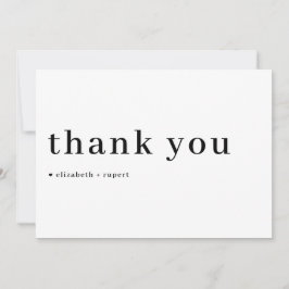 Black Minimalist Serif Script Typography Wedding Bedankkaart