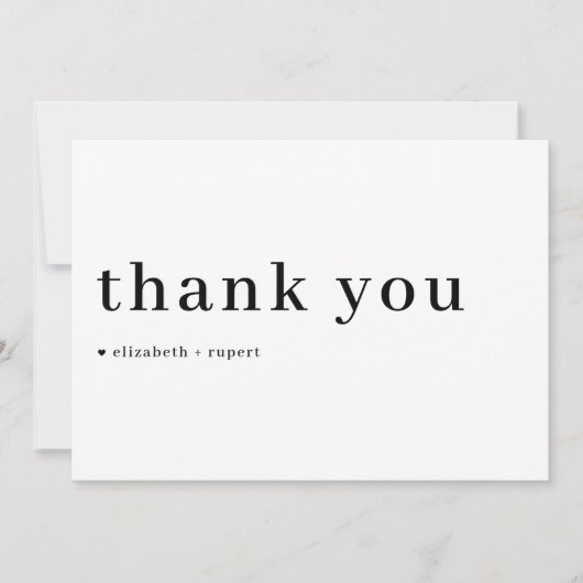 Black Minimalist Serif Script Typography Wedding Bedankkaart (Voorkant)
