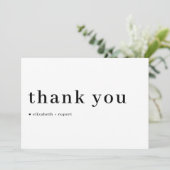 Black Minimalist Serif Script Typography Wedding Bedankkaart (Staand voorkant)