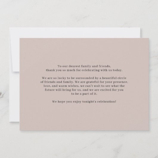 Black Minimalist Serif Script Typography Wedding Bedankkaart (Achterkant)