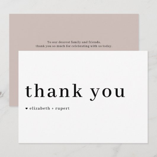 Black Minimalist Serif Script Typography Wedding Bedankkaart (Voorkant / Achterkant)