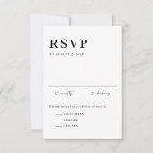 Black Minimalist Serif Script Typography Wedding RSVP Kaartje (Voorkant)