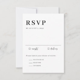 Black Minimalist Serif Script Typography Wedding RSVP Kaartje