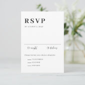 Black Minimalist Serif Script Typography Wedding RSVP Kaartje (Staand voorkant)