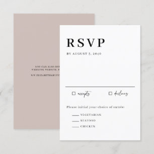 Black Minimalist Serif Script Typography Wedding RSVP Kaartje