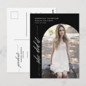 Black Minimalist She Did It Graduation Arch Photo Briefkaart (Voorkant / Achterkant)