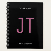 Black Minimalist Simple Modern Monogram Planner (Voorkant)