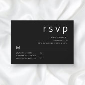 Black Minimalist Typography Wedding RSVP Kaartje