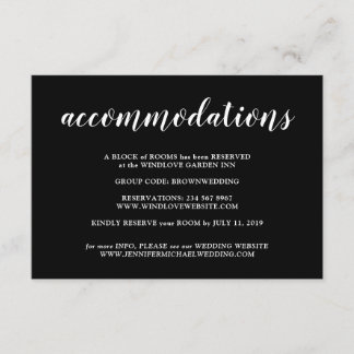 Black Minimalist Wedding Accommodations Informatiekaartje