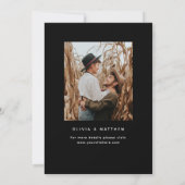 Black Minimalist Wedding | Elegant Modern Photo Kaart (Achterkant)