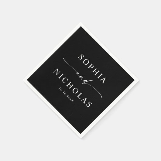 Black Minimalist Wedding | Elegant Script Cocktail Servet (Hoek)