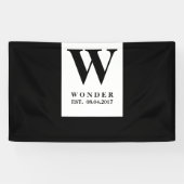 Black Minimalist Wedding Monogram | Newlywed Desig Spandoek (Horizontaal)
