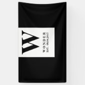 Black Minimalist Wedding Monogram | Newlywed Desig Spandoek (Verticaal)