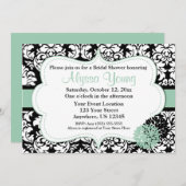Black Mint Damask Invitation Kaart (Voorkant / Achterkant)