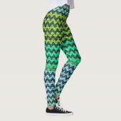 Black Mint Green Chevron Pattern Burlap look Leggings (Rechts)