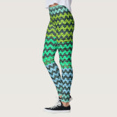 Black Mint Green Chevron Pattern Burlap look Leggings (Links)
