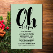 Black Mint Green Oh What Fun Holiday Party Invite Kaart