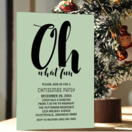 Black Mint Green Oh What Fun Holiday Party Invite Kaart