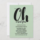 Black Mint Green Oh What Fun Holiday Party Invite Kaart (Voorkant)