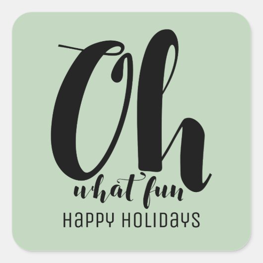 Black Mint Green Oh What Fun Holiday Stickers (Voorkant)