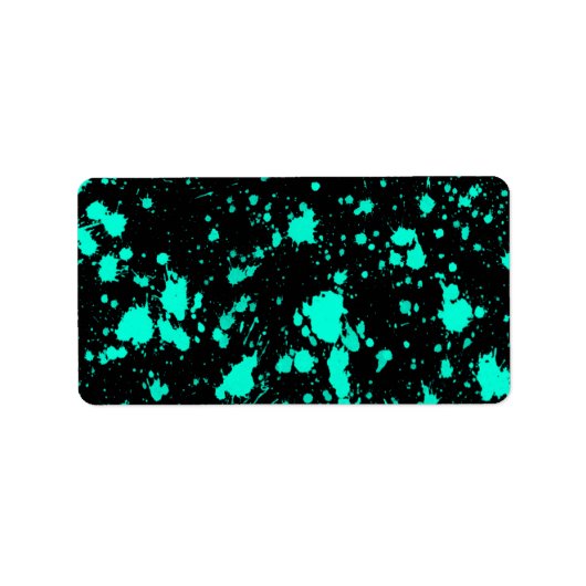 Black Mint Paint Splatter Artistic Splash Creative Etiket (Voorkant)