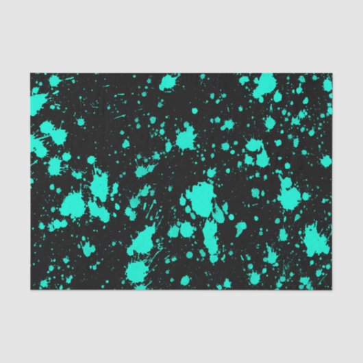 Black Mint Paint Splatter Artistic Splash Creative Tissuepapier (Voorkant)