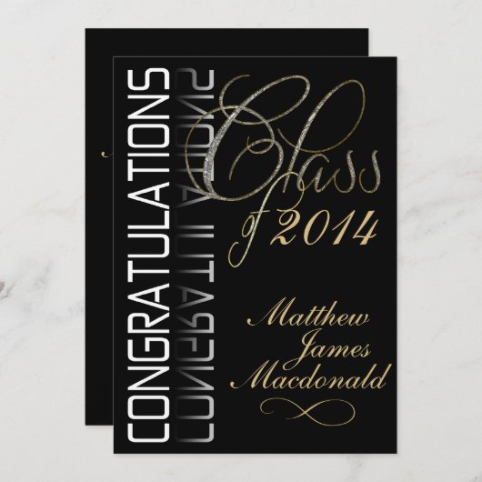 Black Mirror Formal Gradual Party Invitation Kaart (Voorkant / Achterkant)
