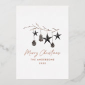 Black mocha modern schandaal botanische kerst folie feestdagenkaart (Voorkant)