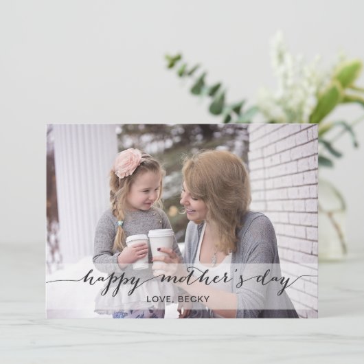 Black Mod Calligraphy Moederdag Photo Card Kaart (Staand voorkant)