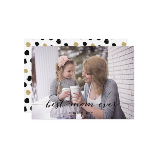 Black Mod Calligraphy Moederdag Photo Card Kaart (Voorkant / Achterkant in situ)