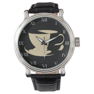 Black Mod Coffee Cup Horloge