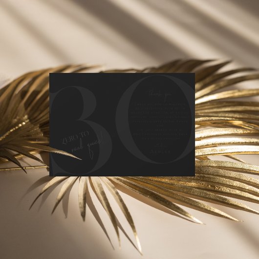Black | Modern 30ste verjaardagsfeestje dank u Bedankkaart