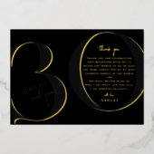 Black | Modern 30ste verjaardagsfeestje dank u Folie Uitnodiging (Voorkant)