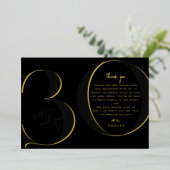 Black | Modern 30ste verjaardagsfeestje dank u Folie Uitnodiging (Staand Voorkant)