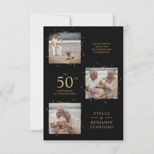 Black Modern 3 Photos Pet All Wedding Jubileum (Voorkant)