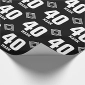 BLACK Modern 40th Birthday Eigen naam B01 Cadeaupapier (Hoek)