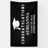 Black Modern Afstuderen Pet gefeliciteerd Spandoek (Verticaal)