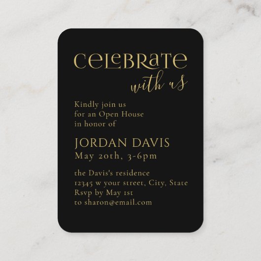 Black Modern Arch Photo Afstuderen aangekondigd Informatiekaartje (Achterkant)