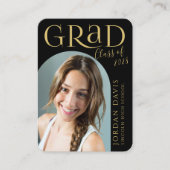 Black Modern Arch Photo Afstuderen aangekondigd Informatiekaartje (Voorkant)