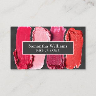 Black Modern Beauty Salon Make-up Artist Lipstick Visitekaartje