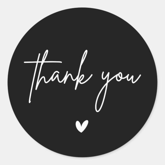 Black Modern Bedankt Monogram Wedding Heart Ronde Sticker (Voorkant)