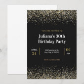 Black Modern Birthday Invitation Kaart (Voorkant / Achterkant)
